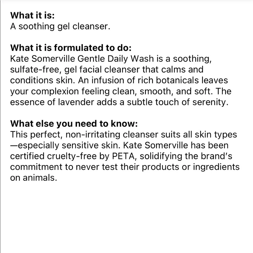🌿 Kate Somerville Gentle Daily Wash